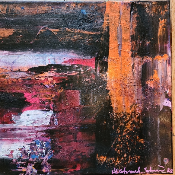 HANDCRAFTED Abstract Painting Neon HANDPAINTED Artwork Canvas Wall Art Decor - Picture 6 of 14